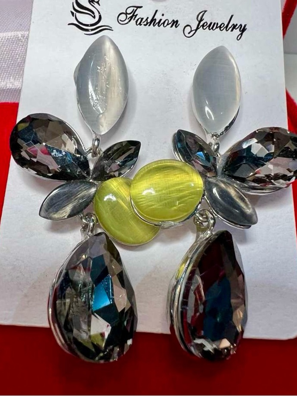 Fashion Jewelry Yellow and Smoke accent Drop Earrings